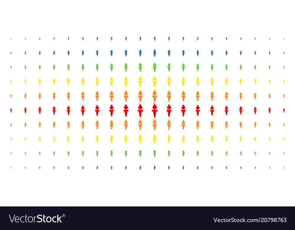 Torch fire spectrum halftone array vector image Torch fire spectrum halftone array