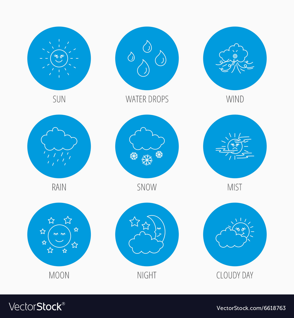 Weather sun and rain icons moon night