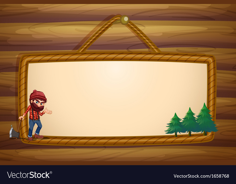 A Hanging Frame With Lumberjack And Three Pine