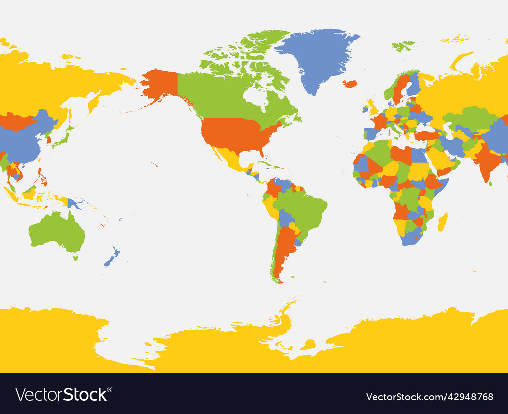 America Centered Map Of World Royalty Free Vector Image America Centered Map Of World Vector 42948768