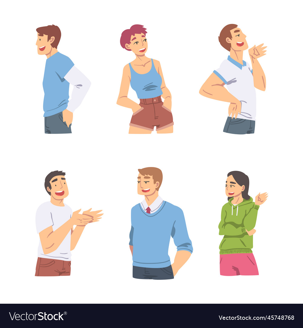 Amused man and woman character talking Royalty Free Vector