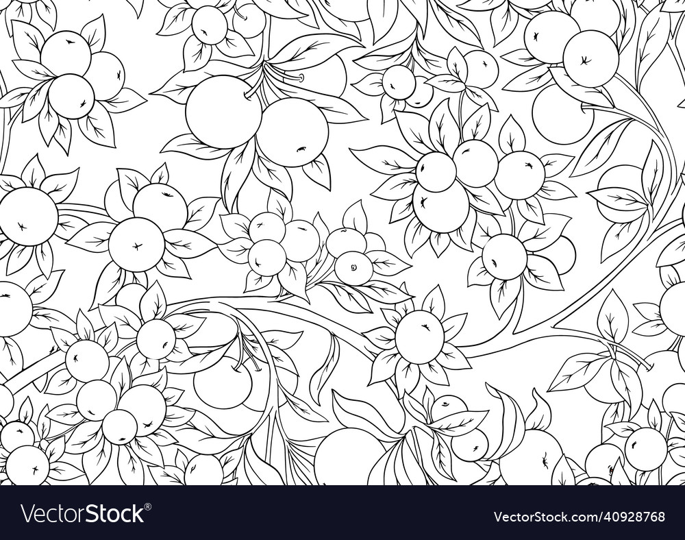 Apples on branches seamless pattern background Vector Image Apples on branches seamless pattern background