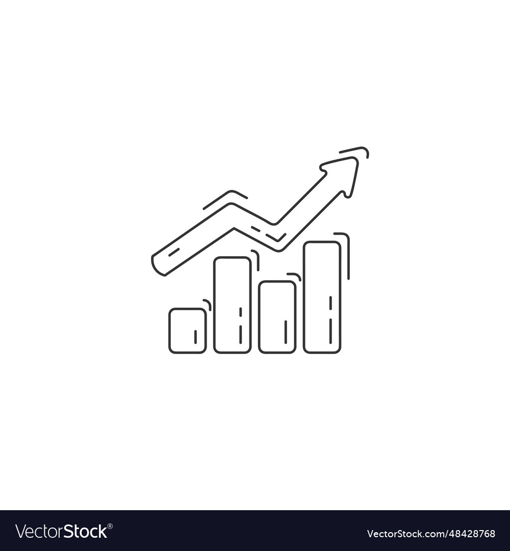 Bar chart line icon growing graph thin vector image Bar chart line icon growing graph thin