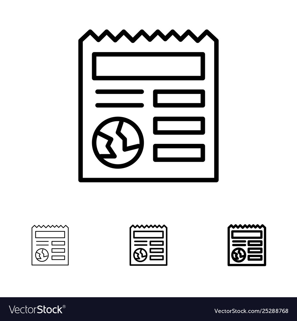 Basic document globe ui bold and thin black line vector image Basic document globe ui bold and thin black line