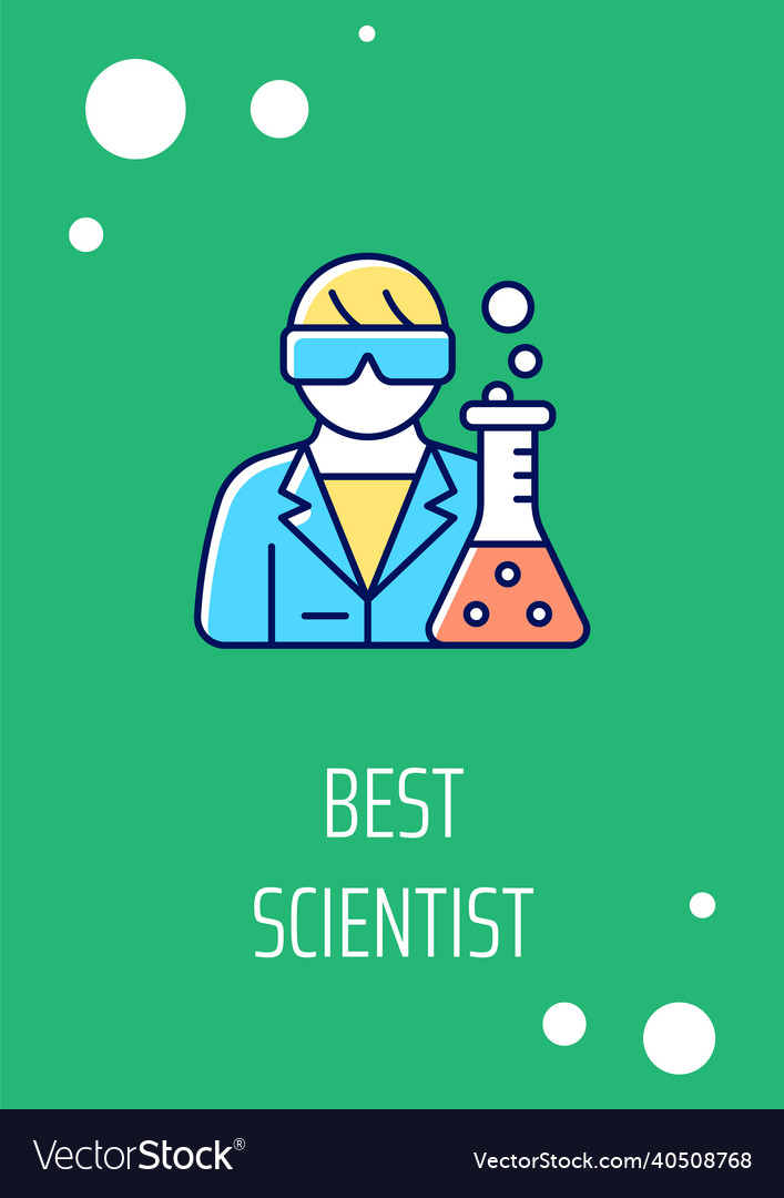 Best scientist greeting card with color icon Vector Image Best scientist greeting card with color icon