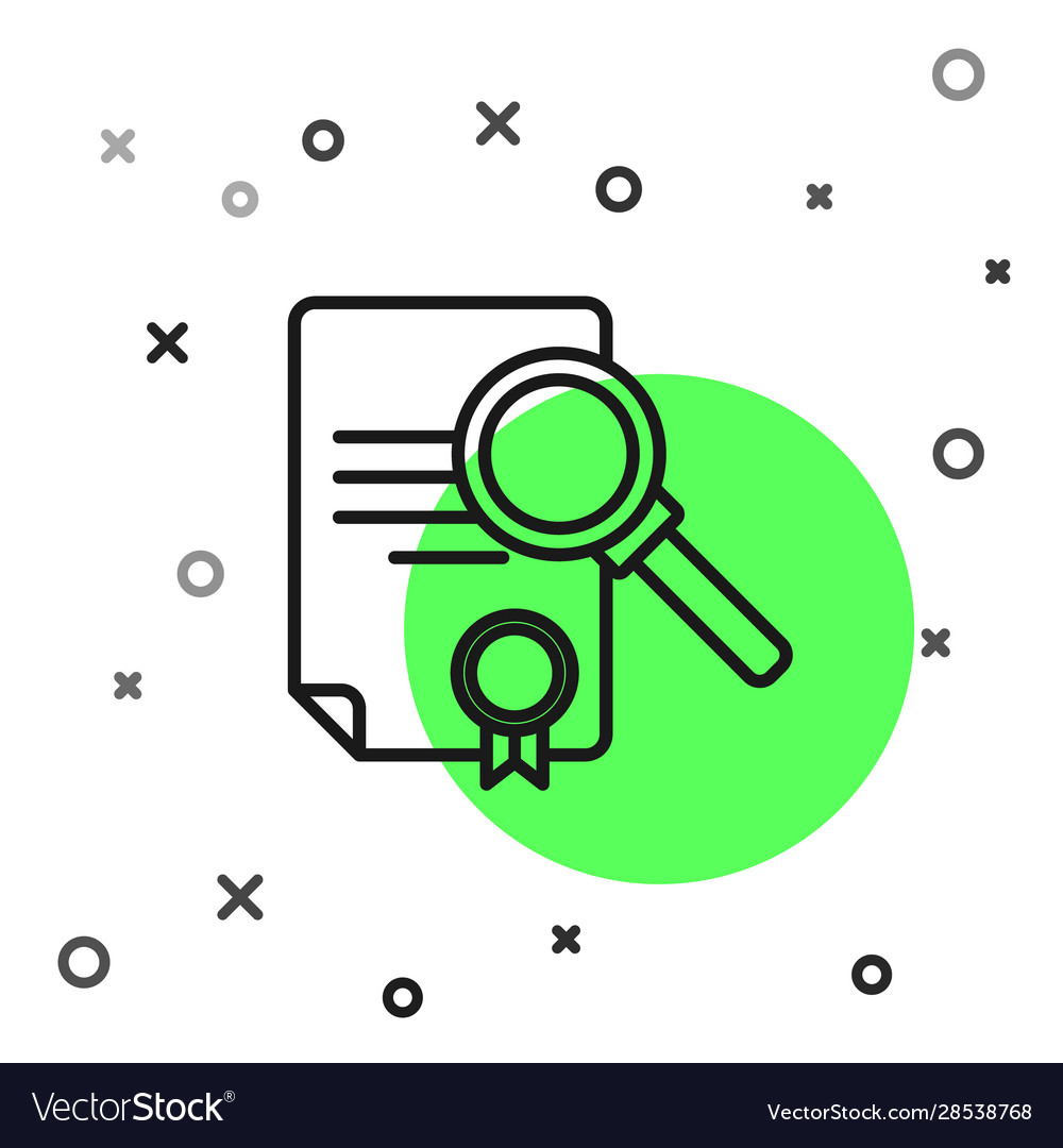 Black line document with search icon isolated vector image Black line document with search icon isolated
