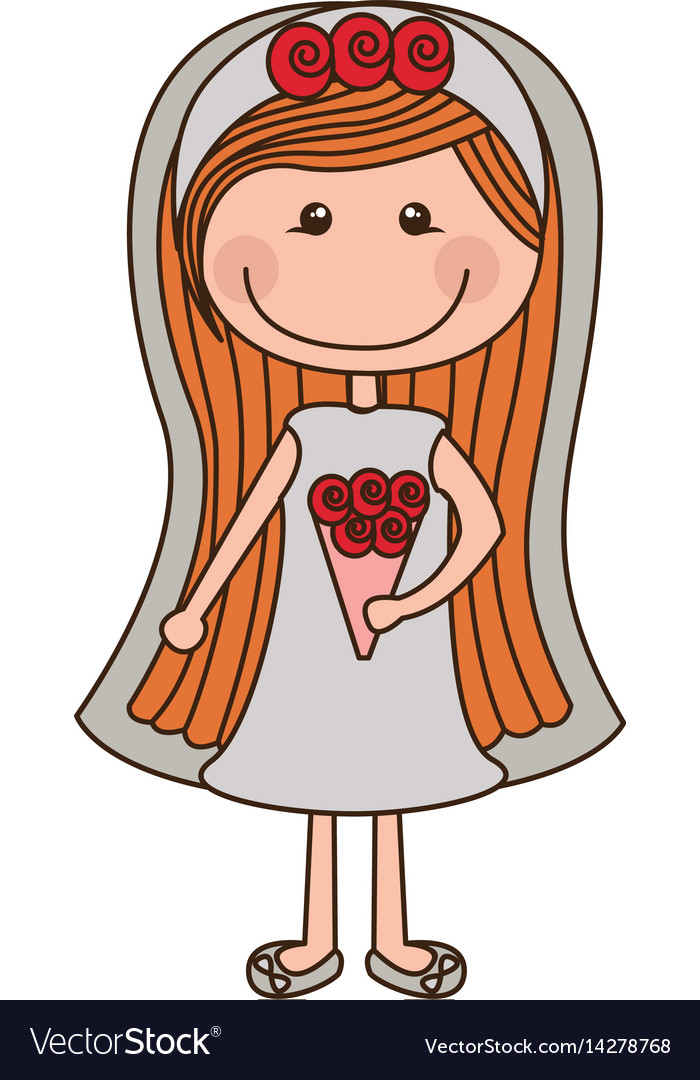 Colorful caricature woman in wedding dress Vector Image