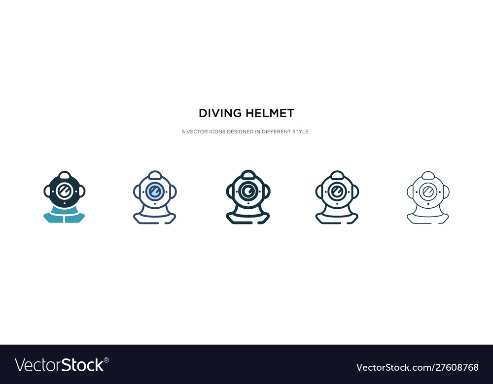 Diving helmet icon in different style two