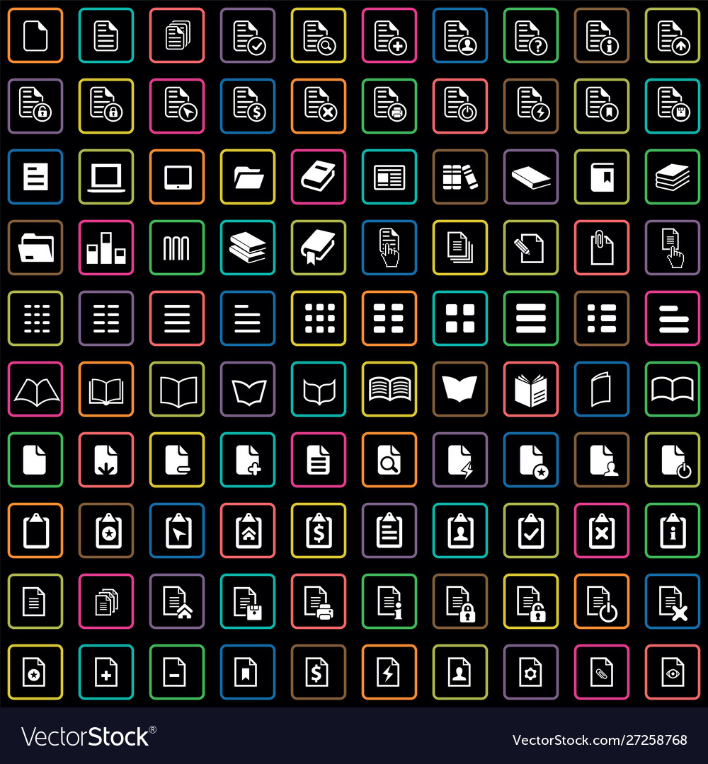 Document 100 icons universal set for web and ui