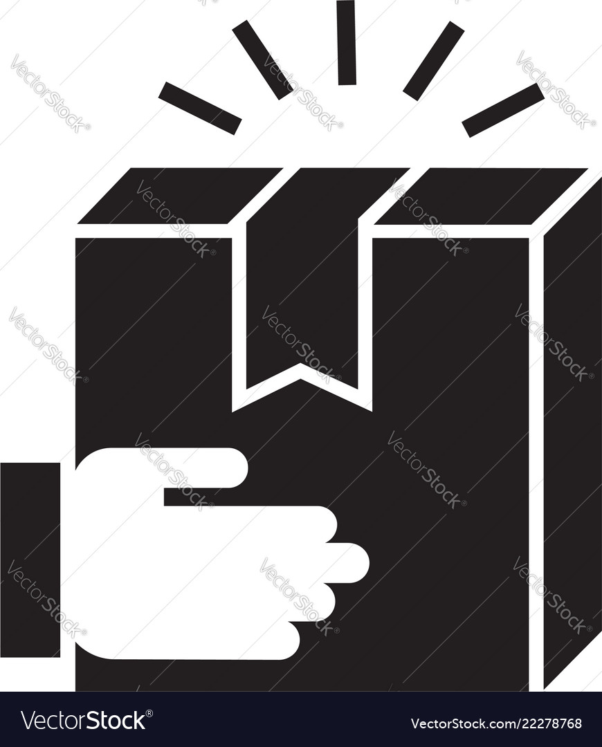 Hand delivery box icon simple style Royalty Free Vector