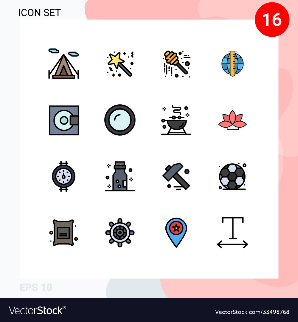 Mobile interface flat color filled line set 16
