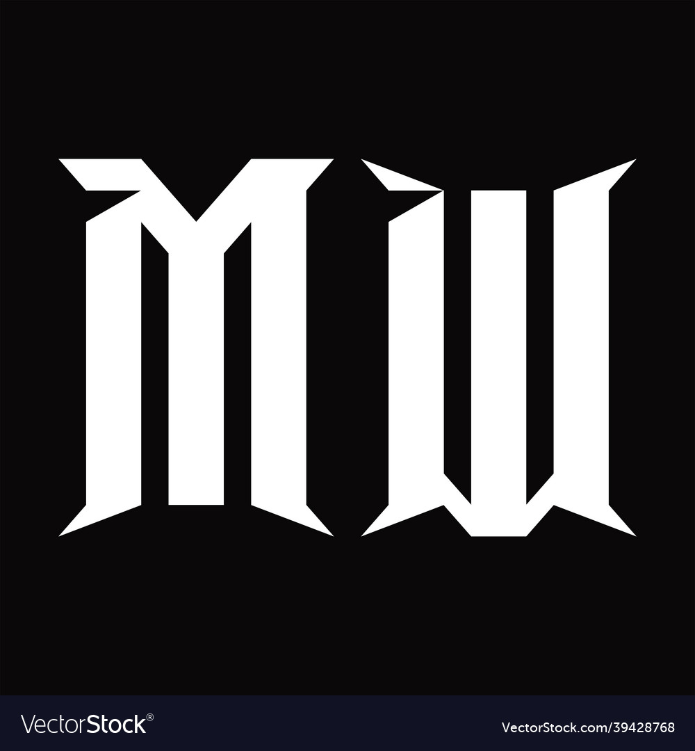 Mw logo monogram with slice shape design template