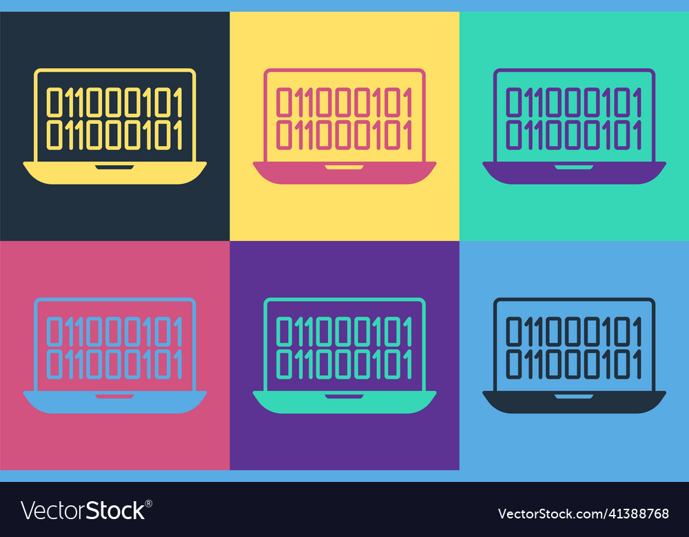 Pop art binary code icon isolated on color vector image Pop art binary code icon isolated on color