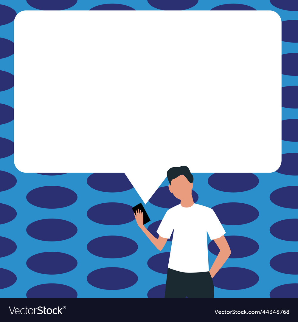Presenter with conversation bubble showing new Vector Image Presenter with conversation bubble showing new