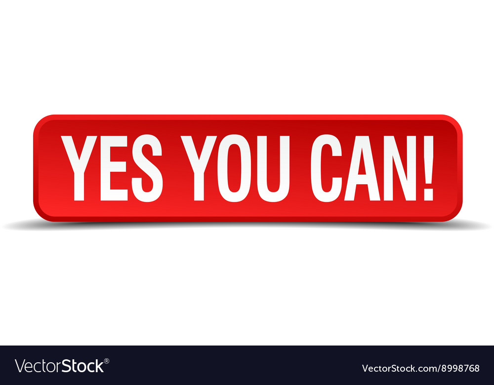 Red 3D Square Button - Yes You Can