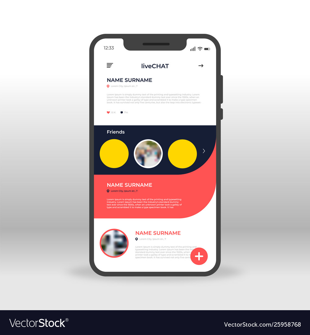 Red And Black Live Chat Ui Ux Gui Screen Vector Image
