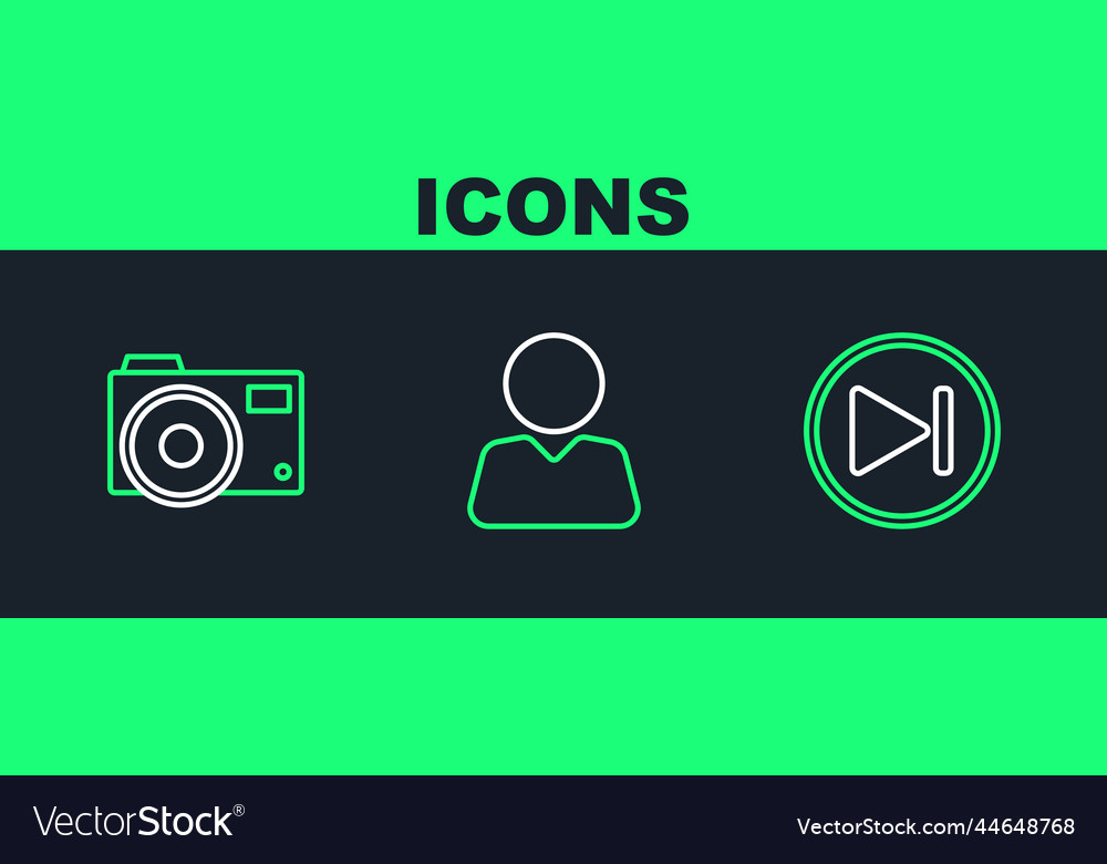 Set line fast forward photo camera and add friend vector image Set line fast forward photo camera and add friend