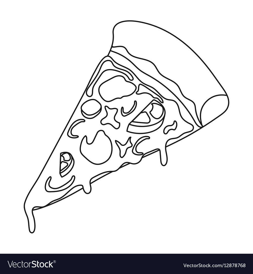 Slice of pizza icon in outline style isolated on Vector Image