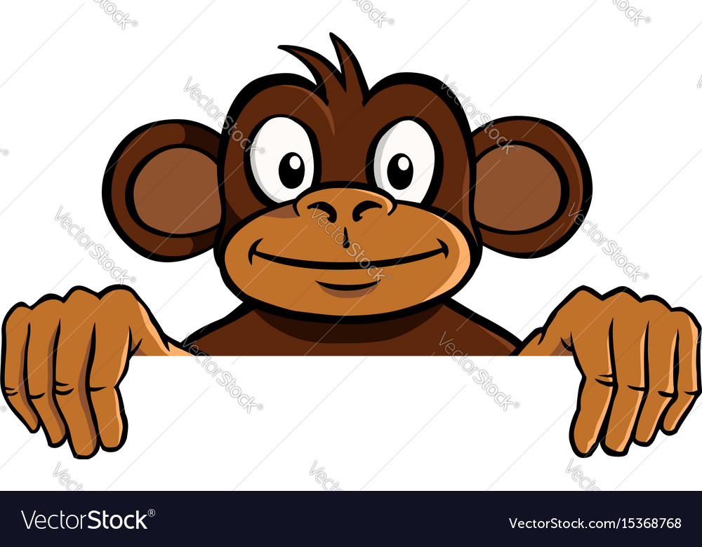 Smiling monkey holding up an invisible frame