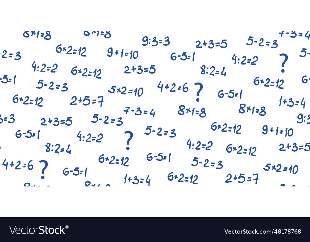 Solve mathematics examples seamless pattern vector image Solve mathematics examples seamless pattern