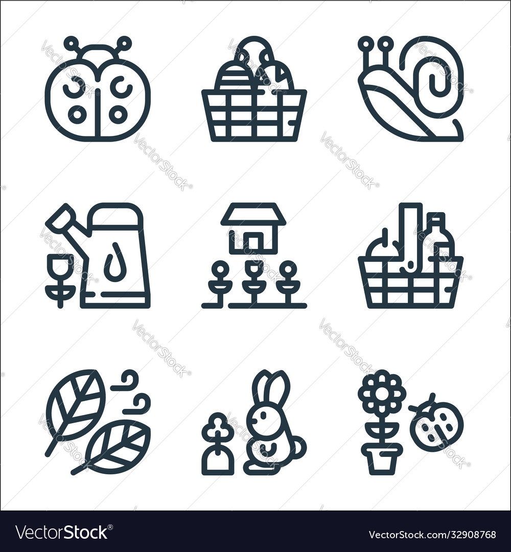 Spring season line icons linear set quality