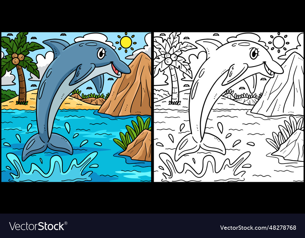 Summer dolphin jumping out of water Royalty Free Vector