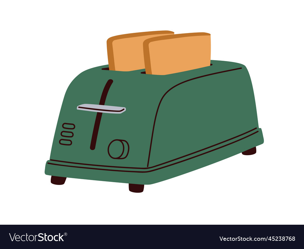 Toaster with hot toasts two bread pieces slices Vector Image