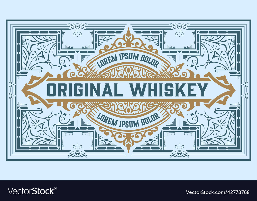 Whiskey label with old frames Royalty Free Vector Image