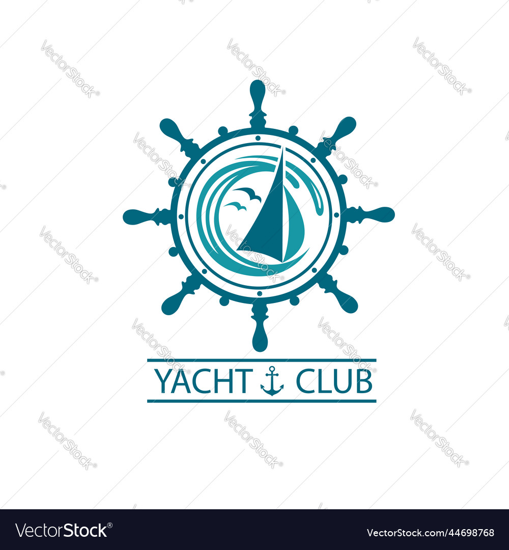 Yacht helm and waves icon Royalty Free Vector Image