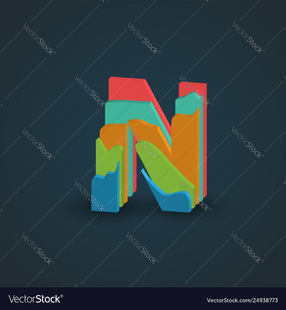 3d colorful layered character from a fontset vector image 3d colorful layered character from a fontset
