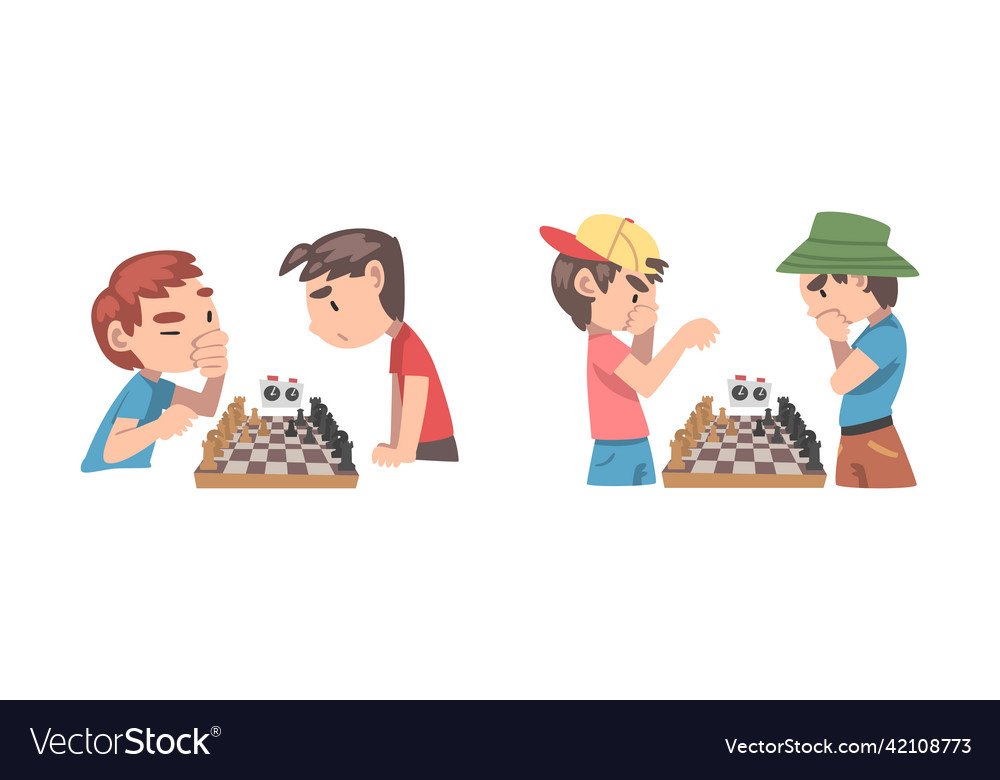 Children play chess Royalty Free Vector Image - VectorStock