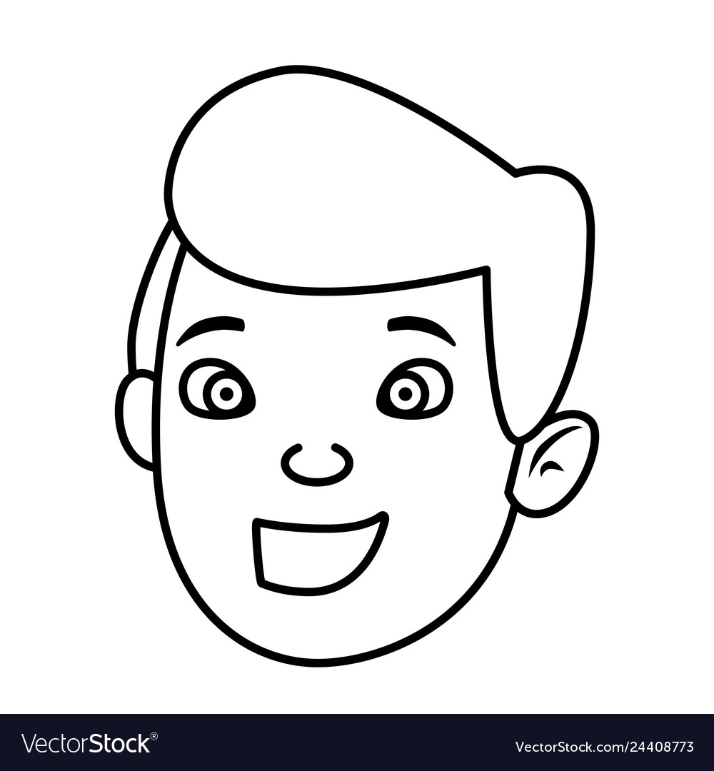 Cute little boy head character Royalty Free Vector Image