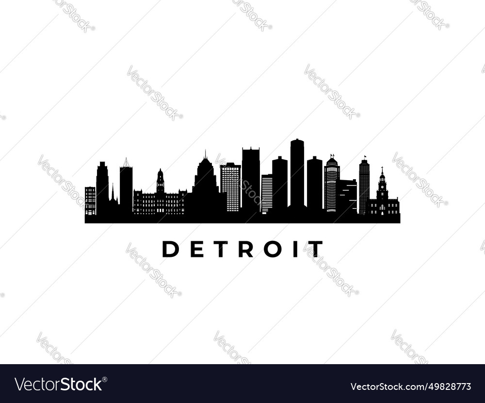 Detroit skyline travel famous landmarks Royalty Free Vector