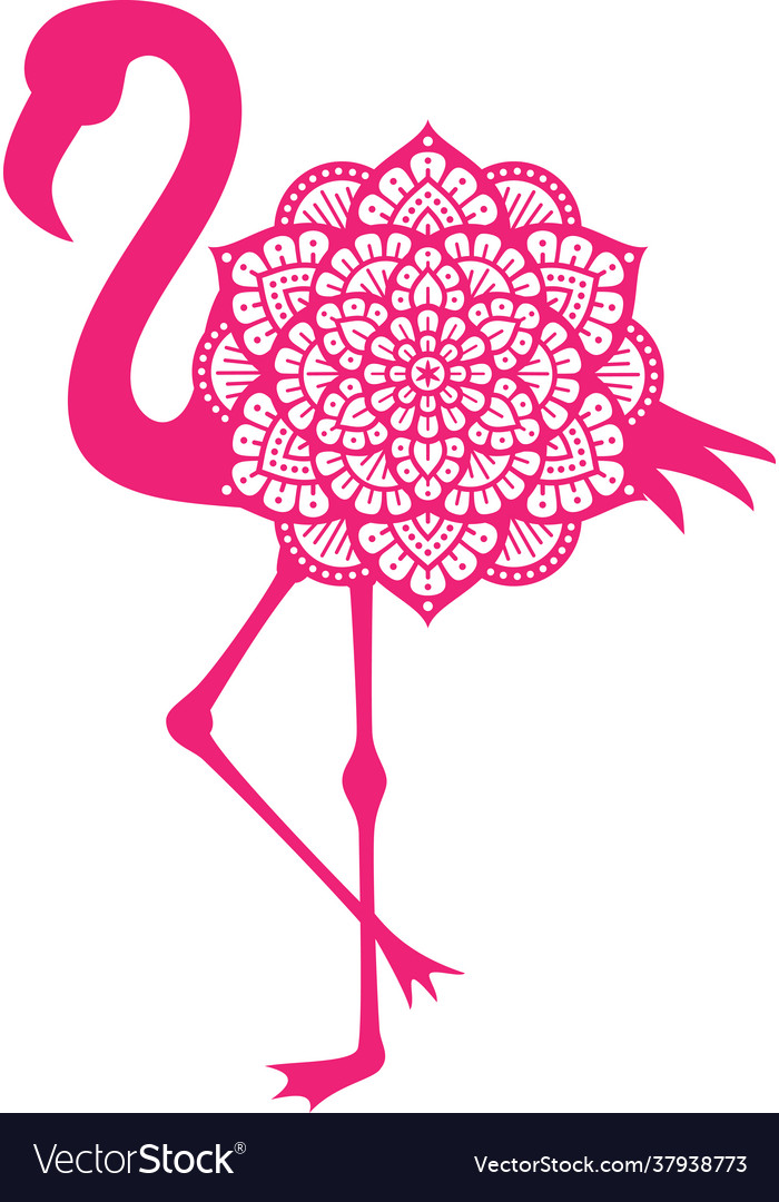 Flamingo mandala icon vector image Flamingo mandala icon