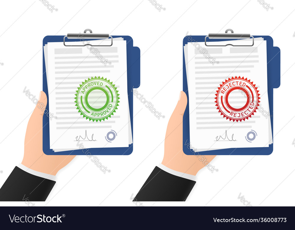 Flat approved rejected document for report design vector image Flat approved rejected document for report design