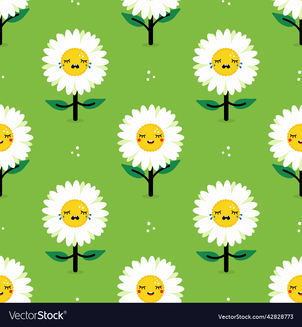 Happy and sad camomile daisy flowers pattern vector image Happy and sad camomile daisy flowers pattern