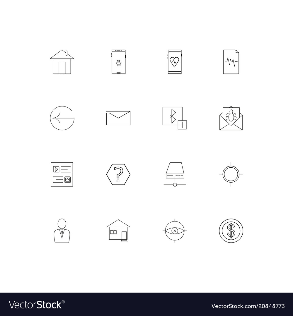 Internet of things linear thin icons set outlined