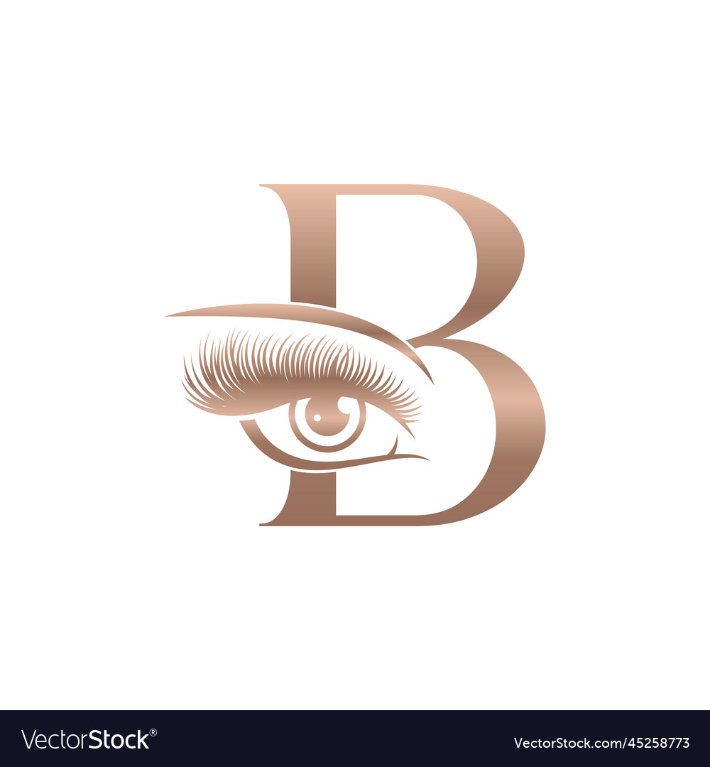 Luxury beauty eye lashes logo letter b Royalty Free Vector