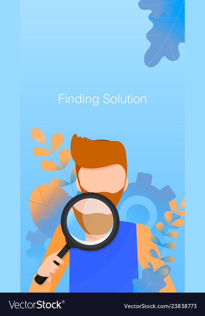 Man geek with beard hold magnifier lens in hand vector image Man geek with beard hold magnifier lens in hand