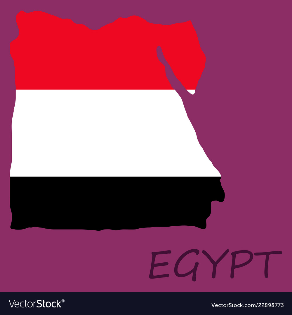 Map of egypt with an official flag on white