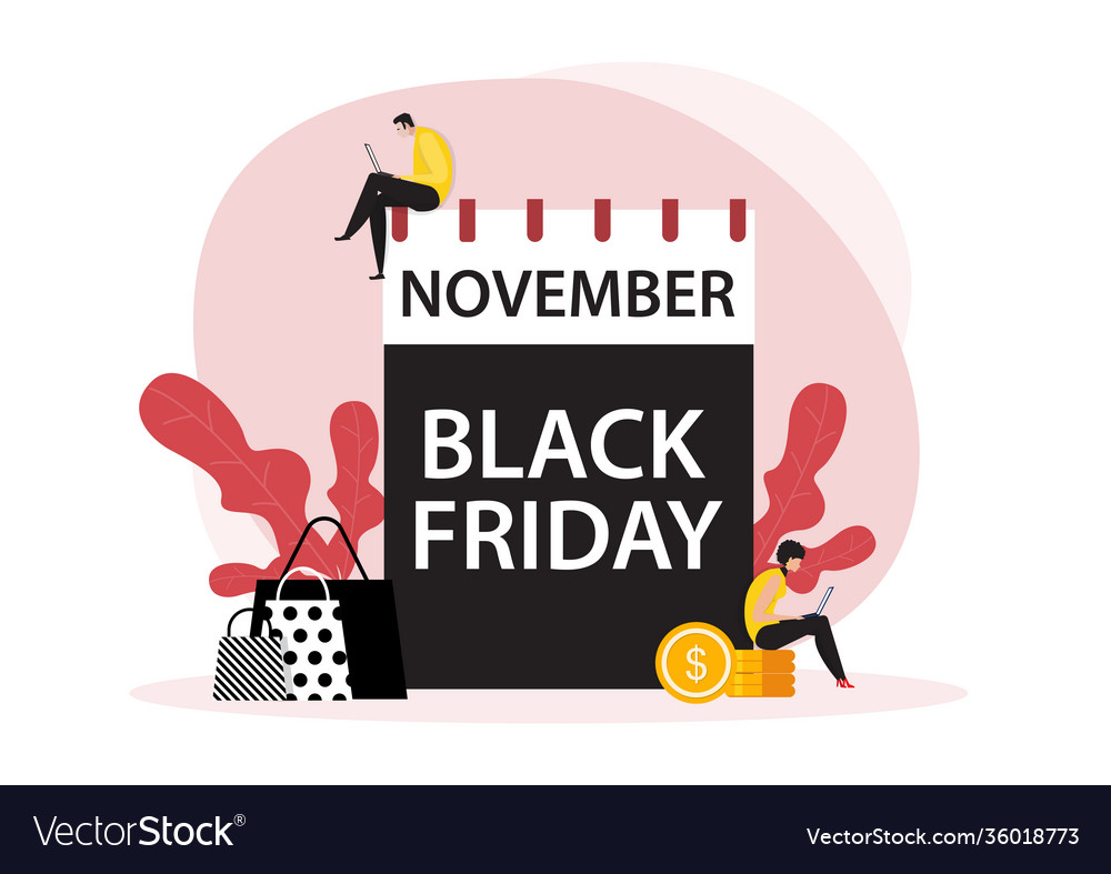 November schwarz friday date mit menschen online vector image November schwarz friday date mit menschen online