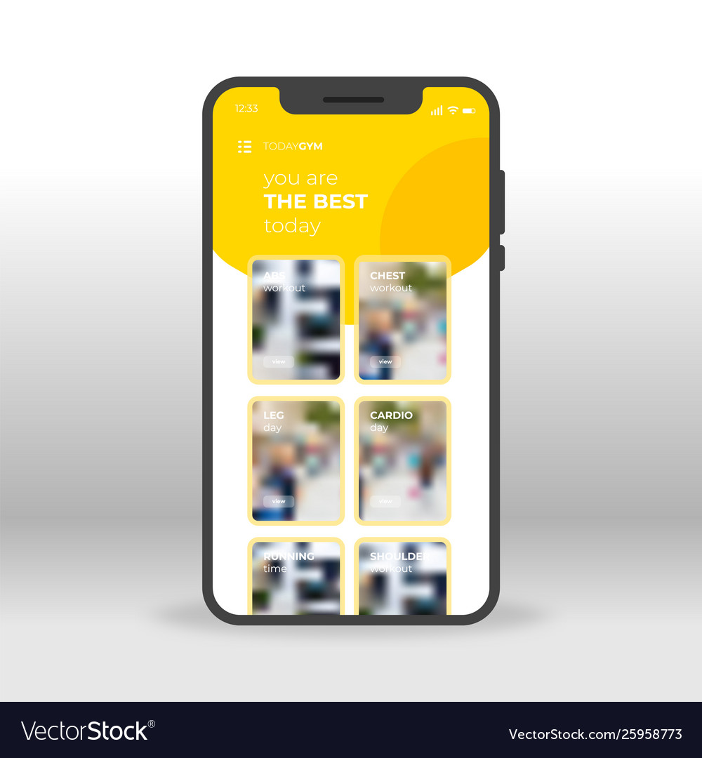 Orange gym programme ui ux gui screen for mobile vector image Orange gym programme ui ux gui screen for mobile