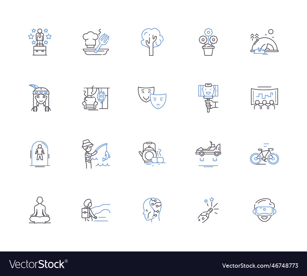 People lifestyle outline icons collection living Vector Image