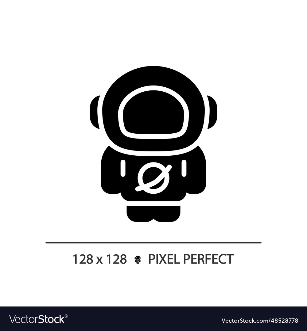 Astronaut pixel perfect black glyph icon Vector Image