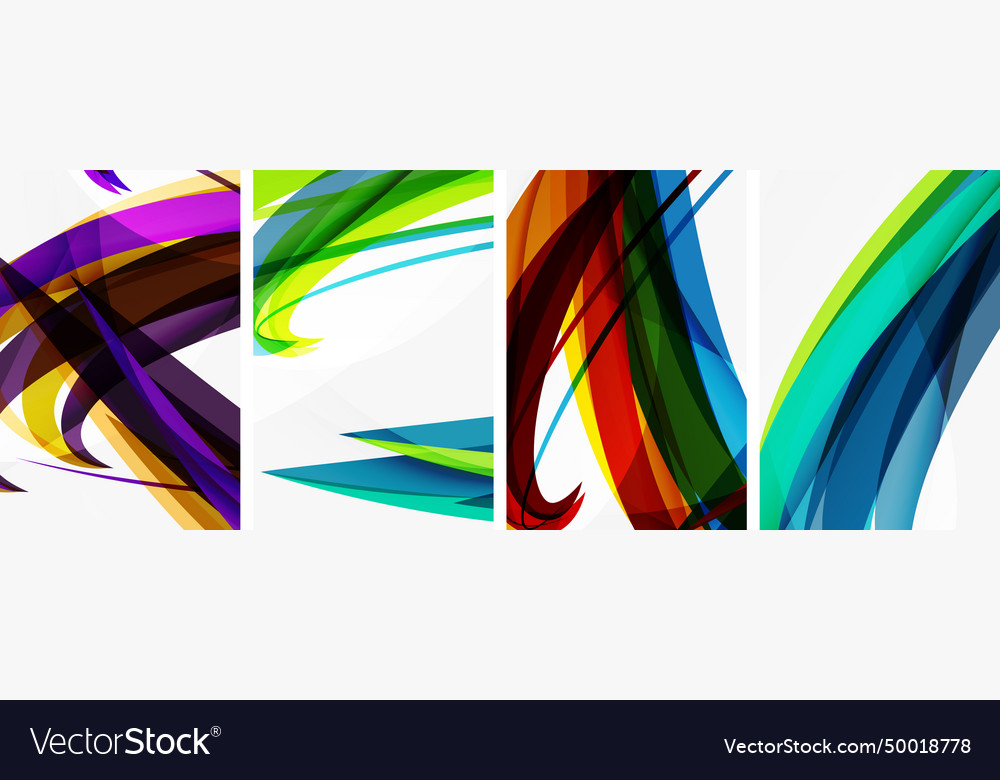 Colorful wave lines poster set for wallpaper Vector Image