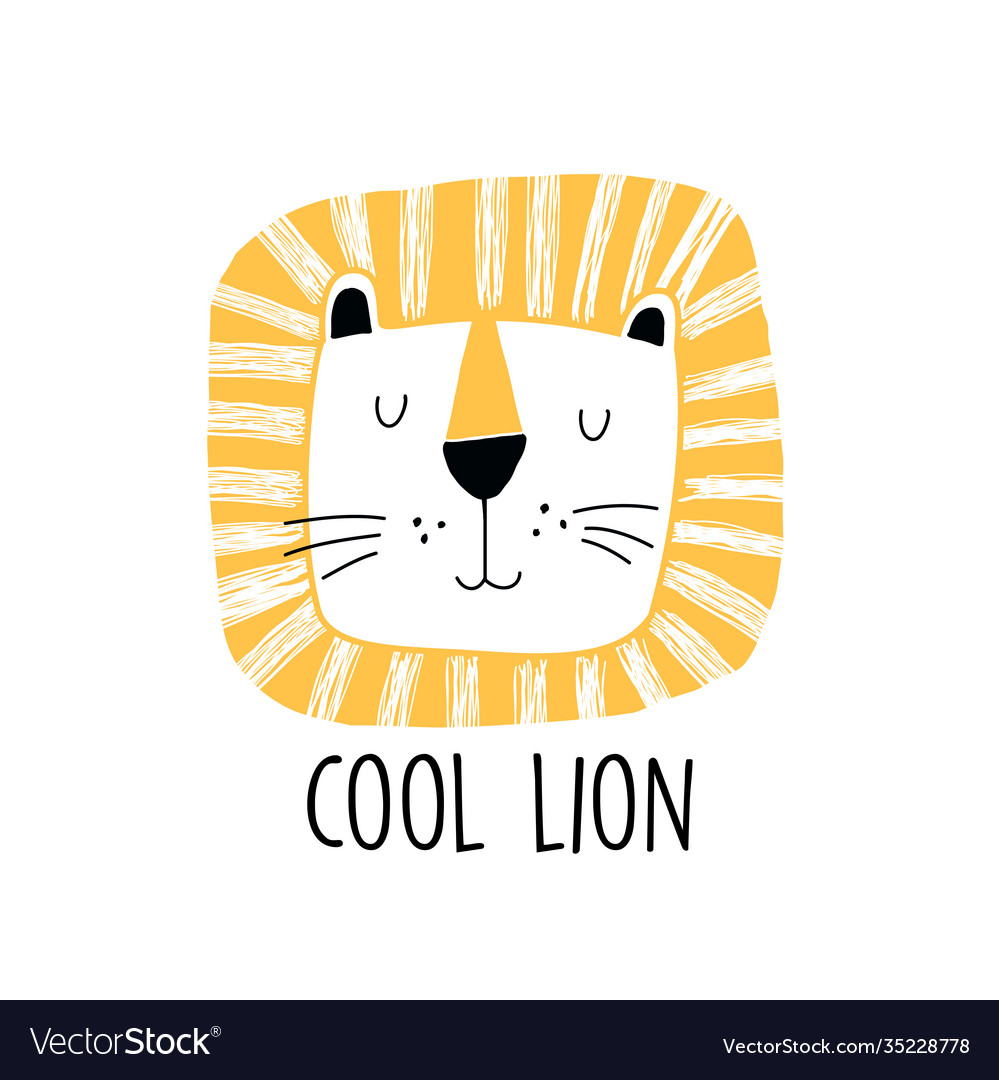 Cute lion print design with slogan