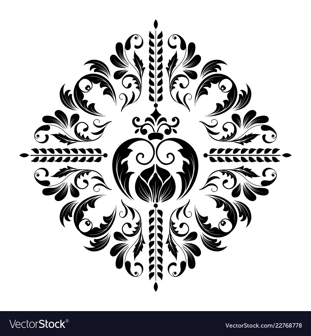 Damask element isolated central vector image Damask element isolated central