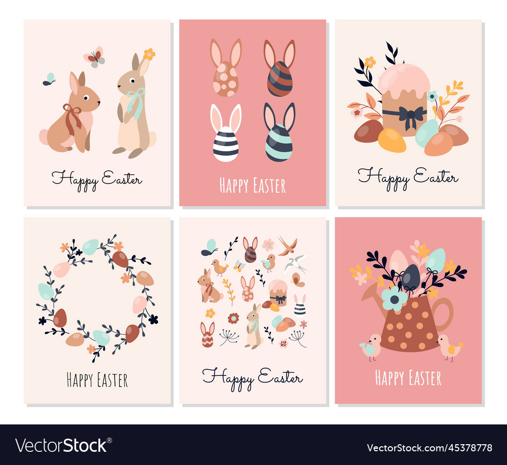 Easter boho greeting cards set