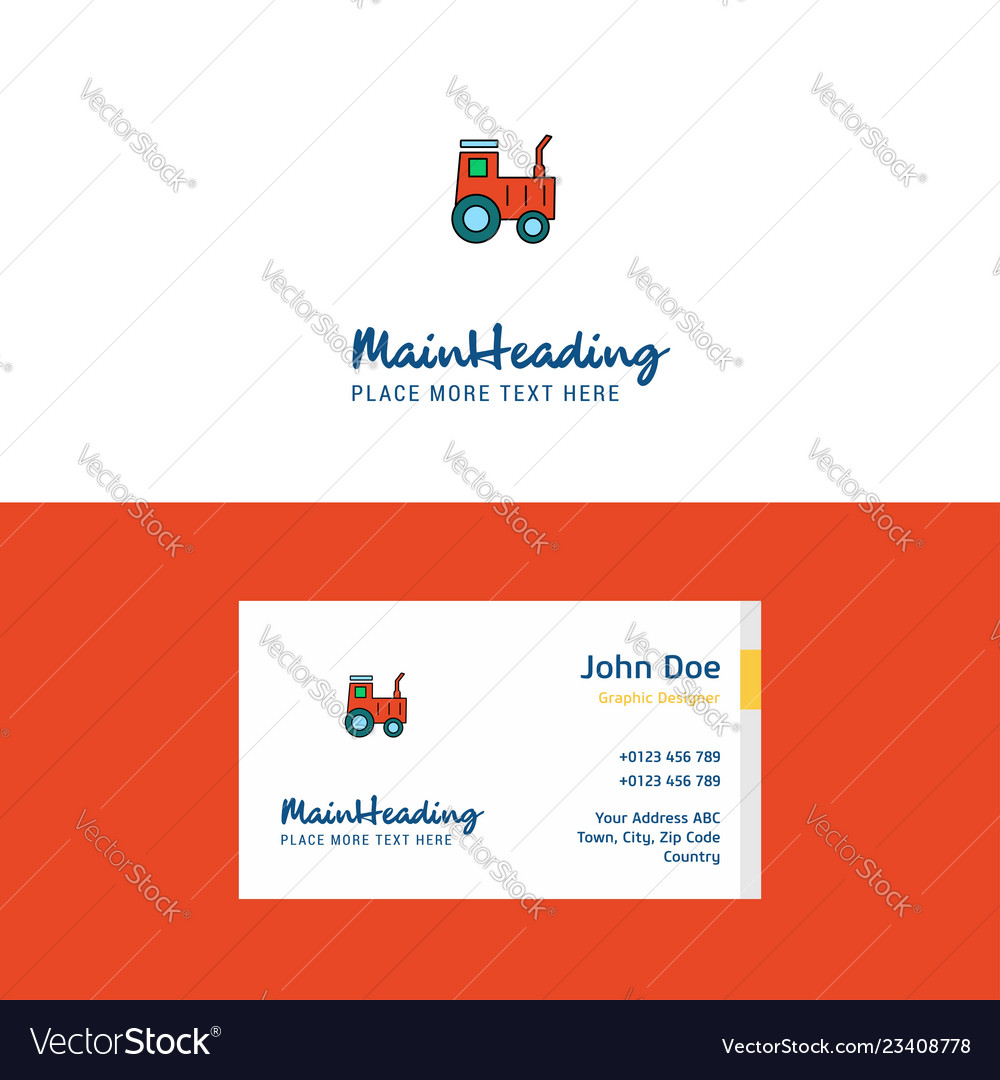 flat tractor logo and visiting card template visiting cards template
