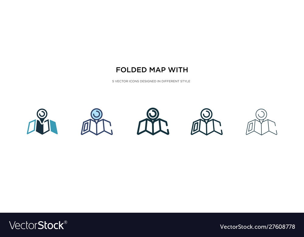 Folded map with placeholder icon in different